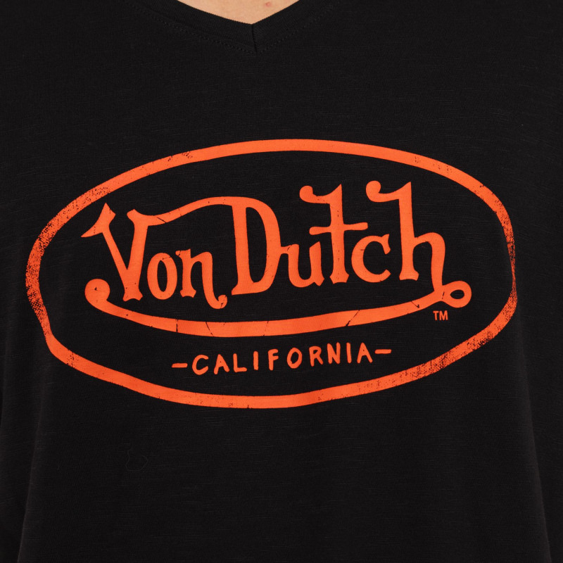 Tee Shirt Noir coupe Régular Col V effet Flammé TYRON | Homme - Vondutch