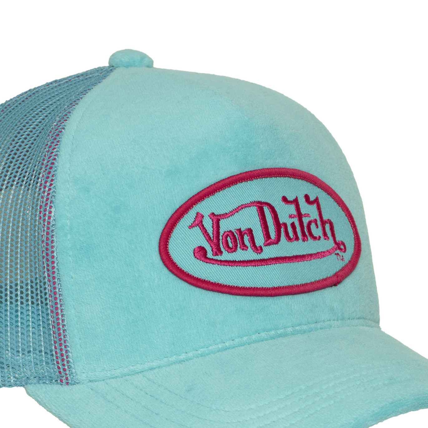 Casquette trucker en velours avec filet et badge Kylie
