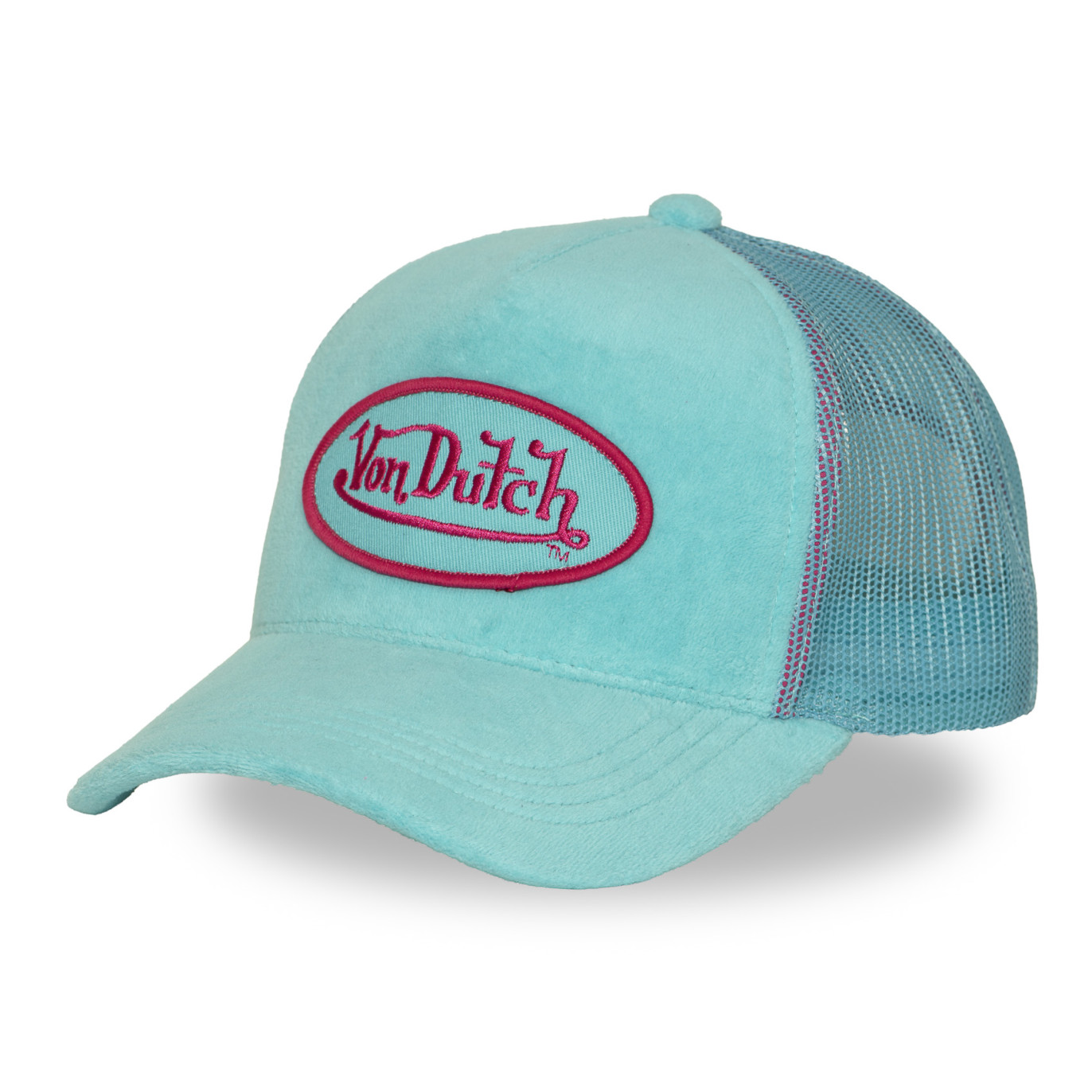 Casquette trucker en velours avec filet et badge Kylie