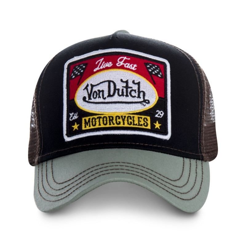 Black and Green Von Dutch Square men's mesh cap Vondutch - 2