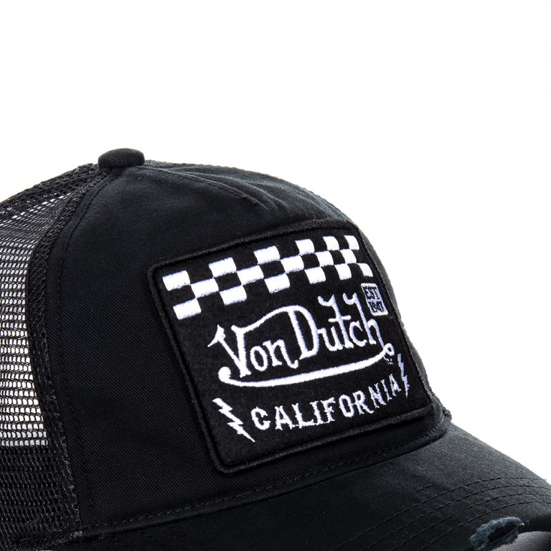 Casquette Trucker Homme Von Dutch Ecusson Damier Noir Vondutch - 3