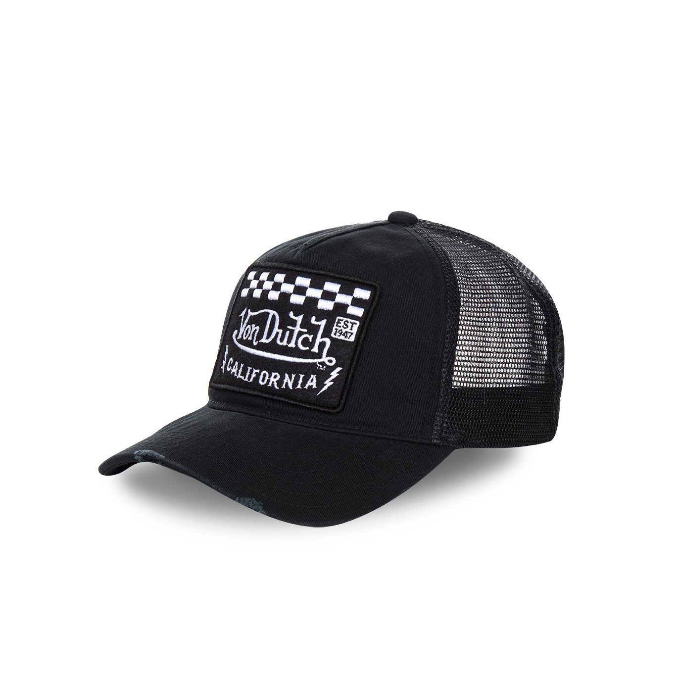 Casquette Trucker Homme Von Dutch Ecusson Damier Noir Vondutch - 1