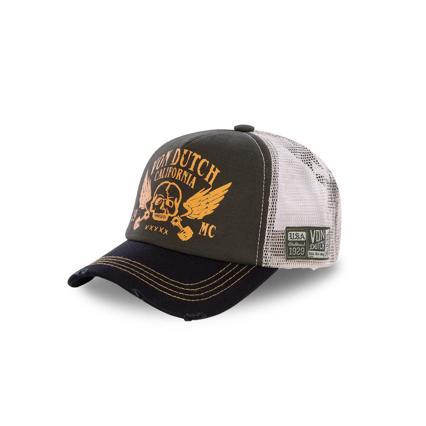 Casquette Vondutch Verte Trucker Snapback effet Usé CREW Vondutch - 1