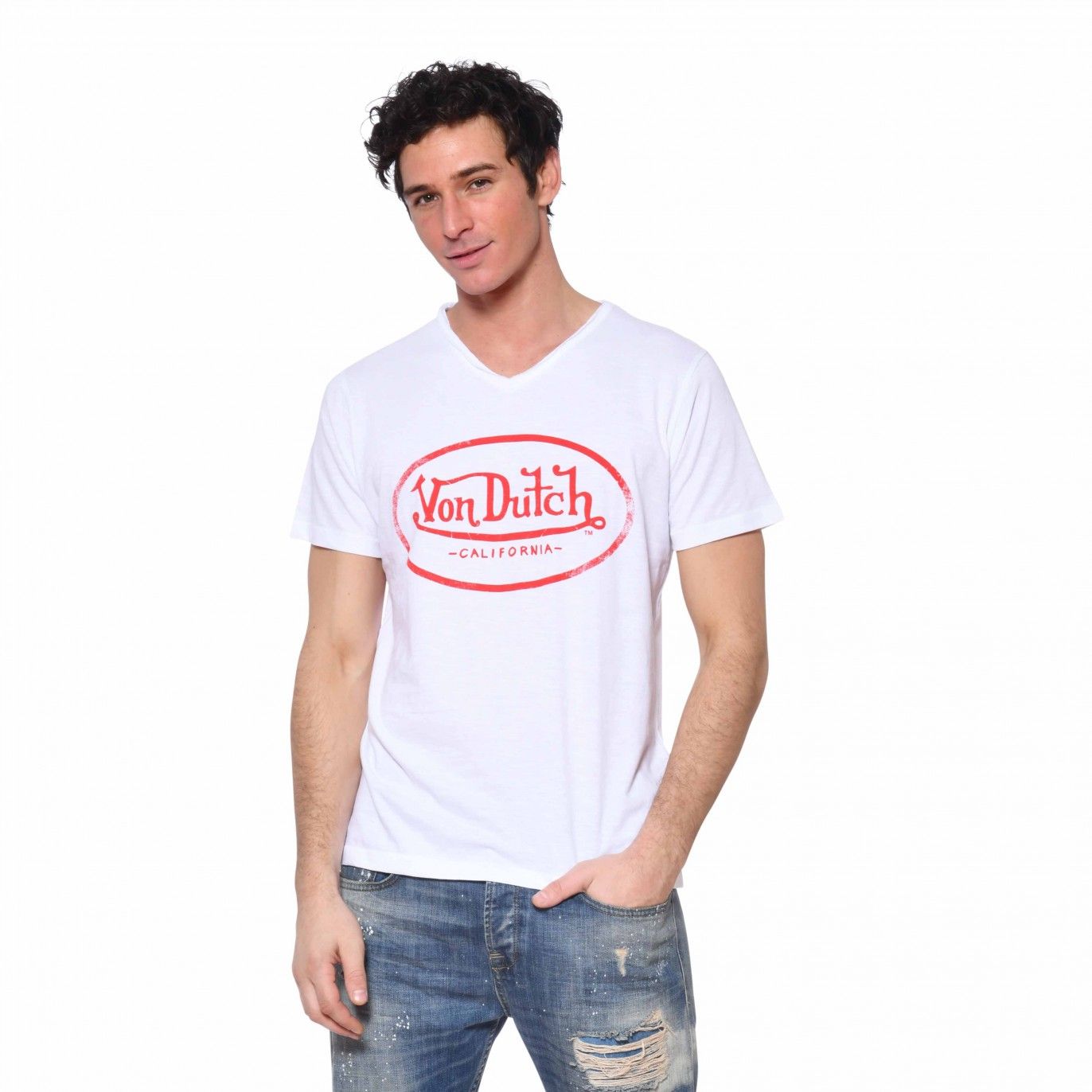 Men's Von Dutch Ron white slim fit T-shirt Vondutch - 1