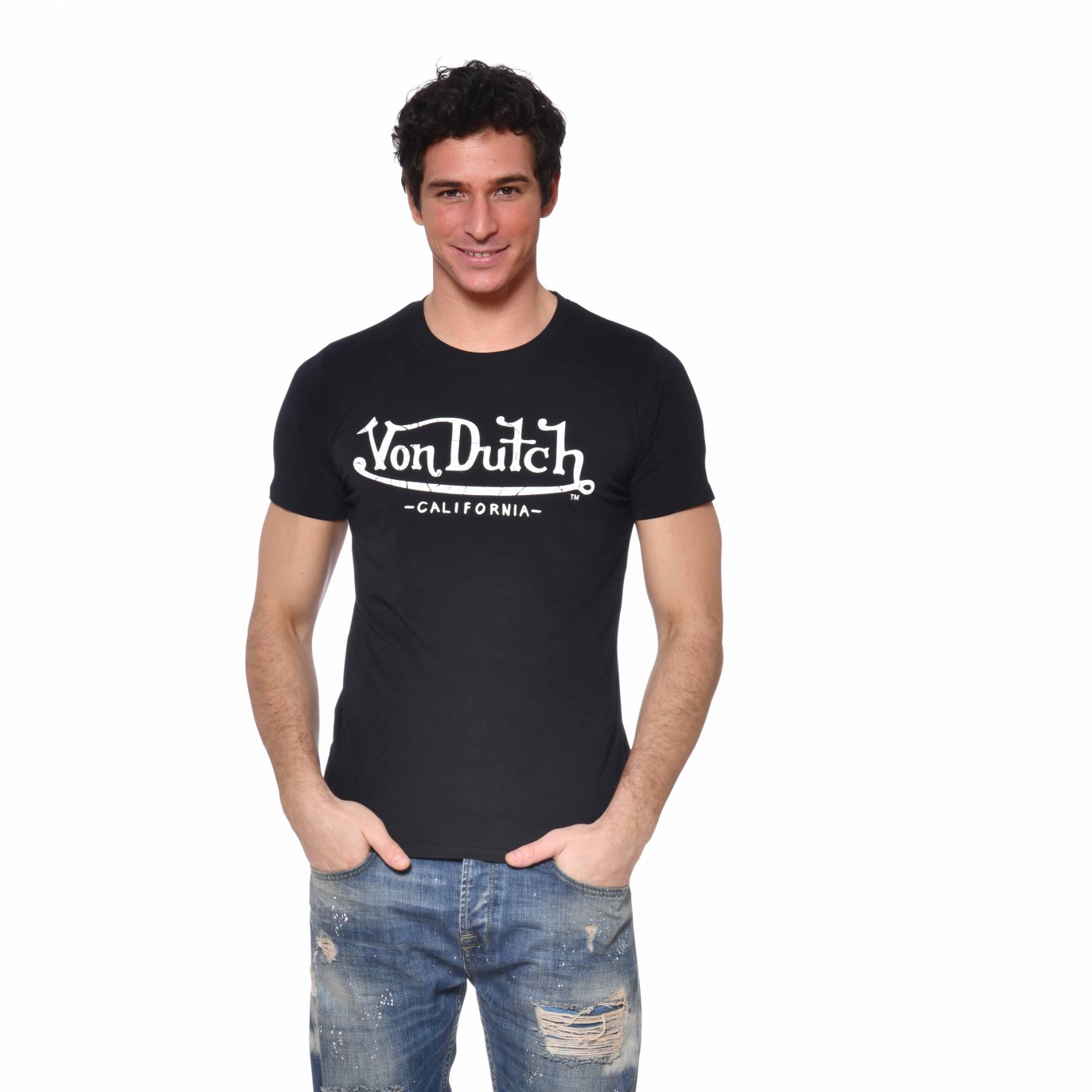 Tee Shirt Noir coupe Slim Col rond LIFE | Homme - Vondutch Vondutch - 1