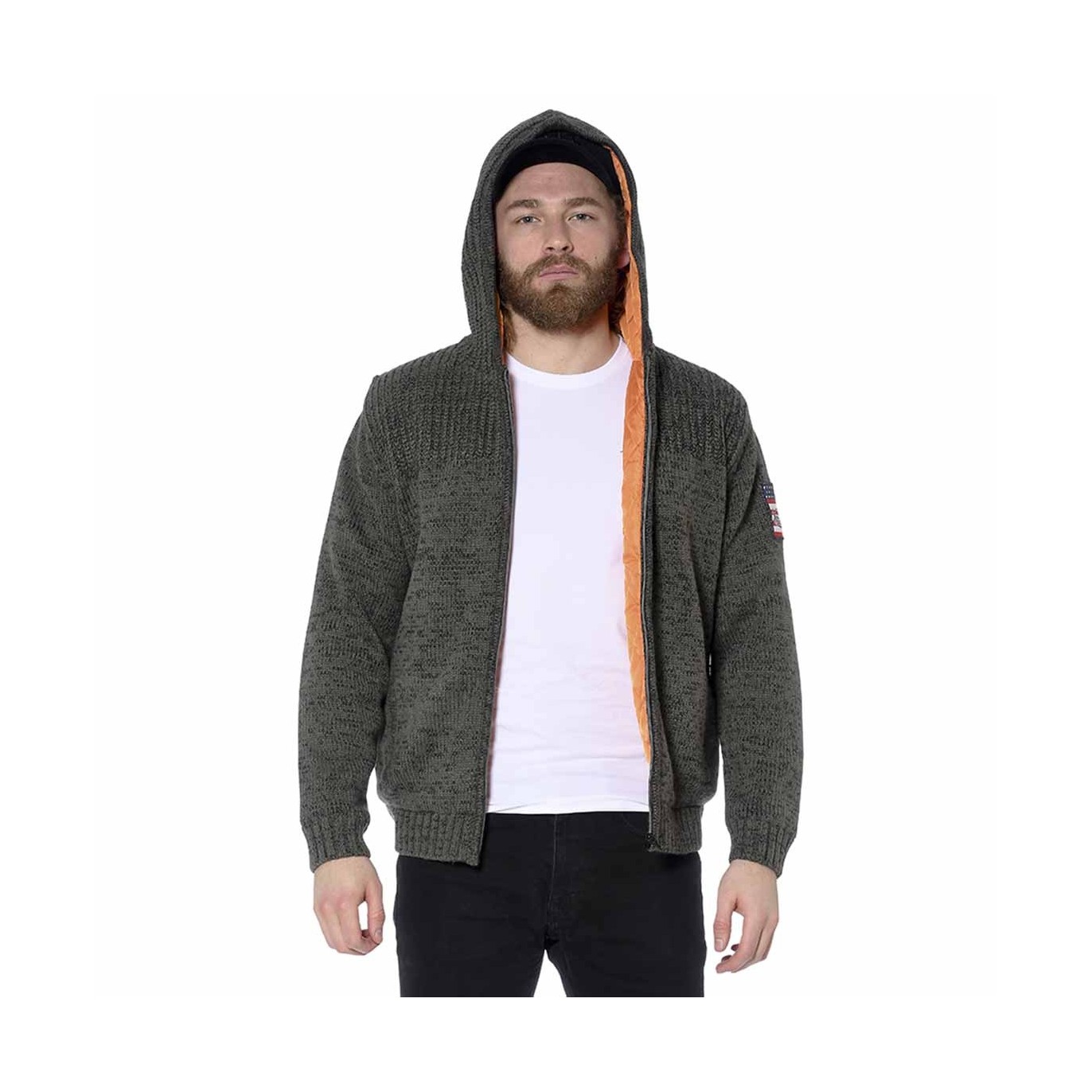 Sweat zippé à capuche homme en maille et doublé Joss Vondutch - 1